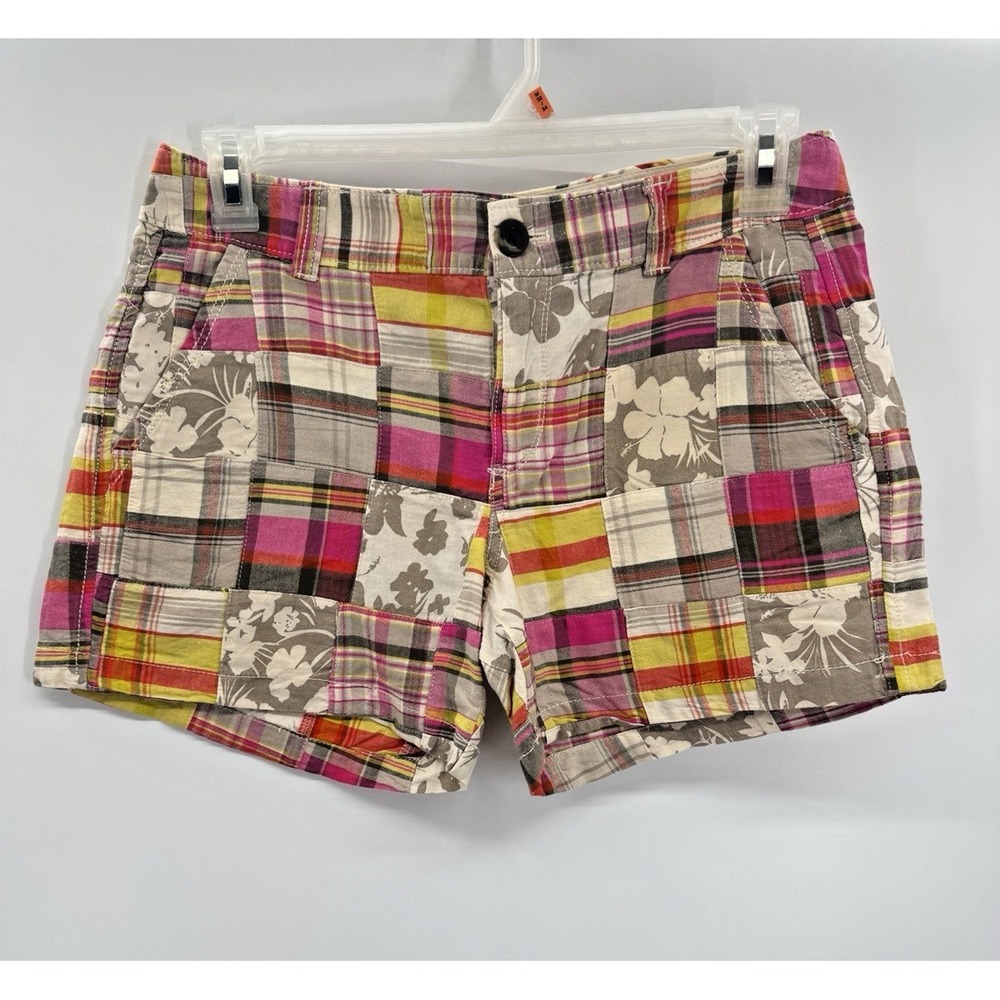 Old Navy Madras Plaid Patchwork Chino Shorts 8 Hawaiian Resort Preppy Beach Golf